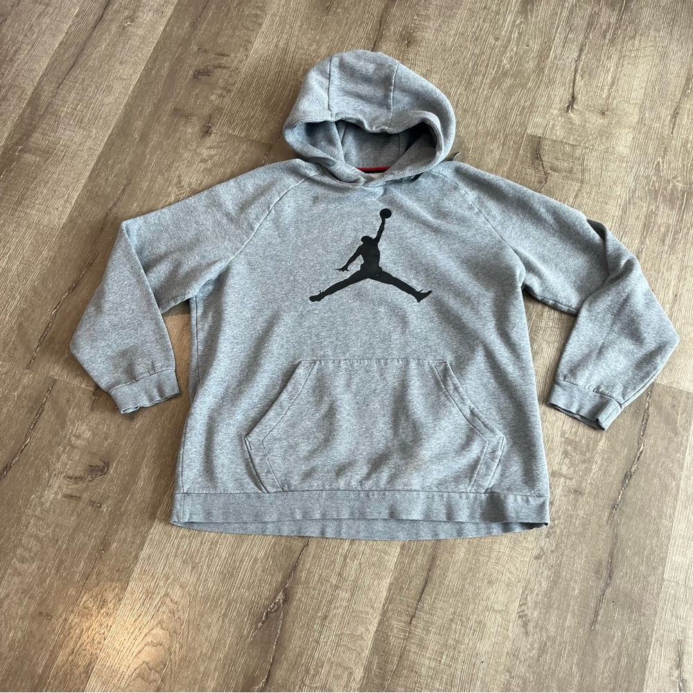 Nike Jordan Jumpman Logo French Terry Fleece Hoodie in gray Sz XL popular